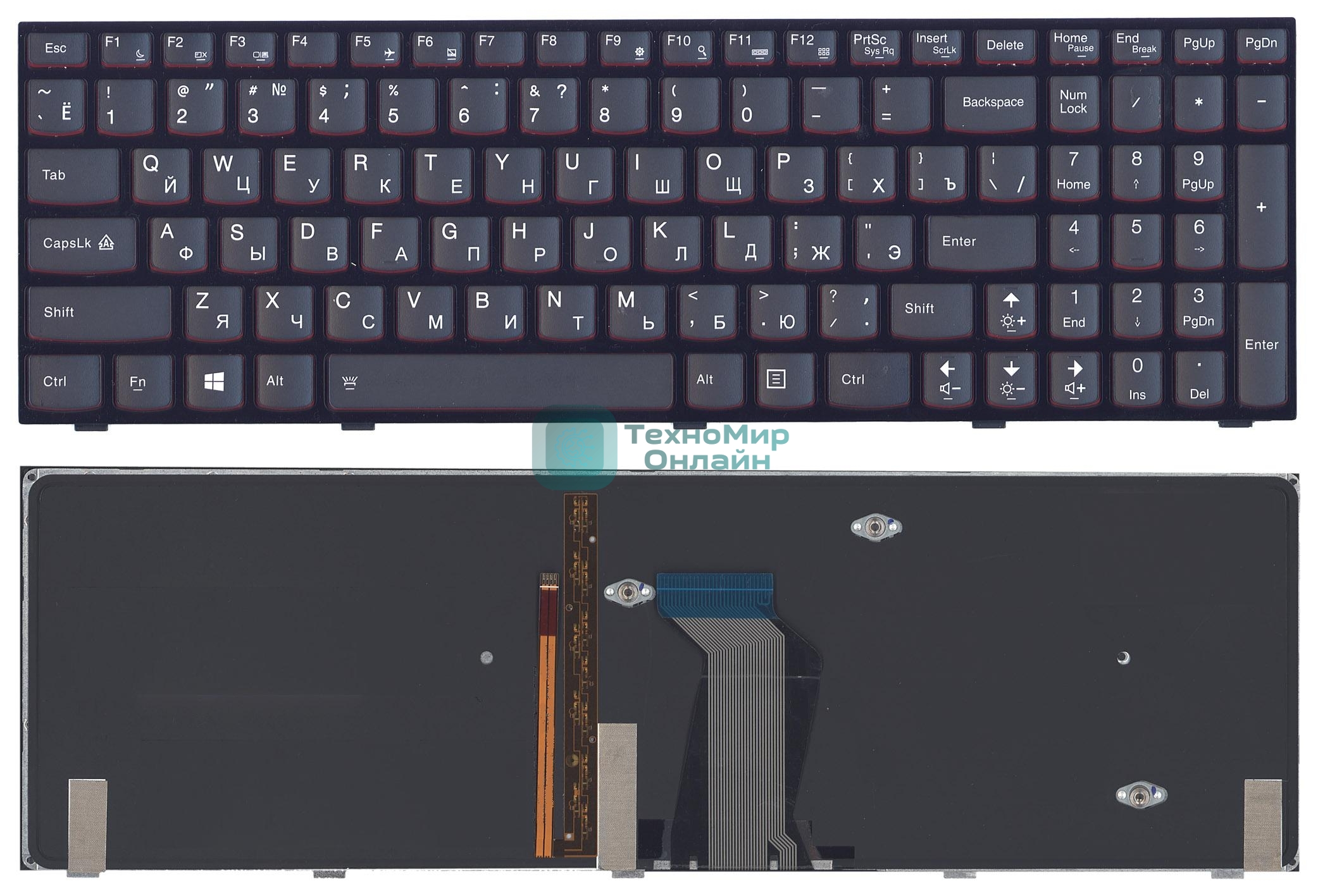 Клавиатура для ноутбука Lenovo Y500 Y500N Y500NT Y510P Y500NT-ISE черная с подсветкой