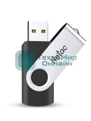 Флешка USB Netac U505 (NT03U505N-008G-20BK), 8Gb, USB 2.0, R/W 70/30, черный/серебристый
