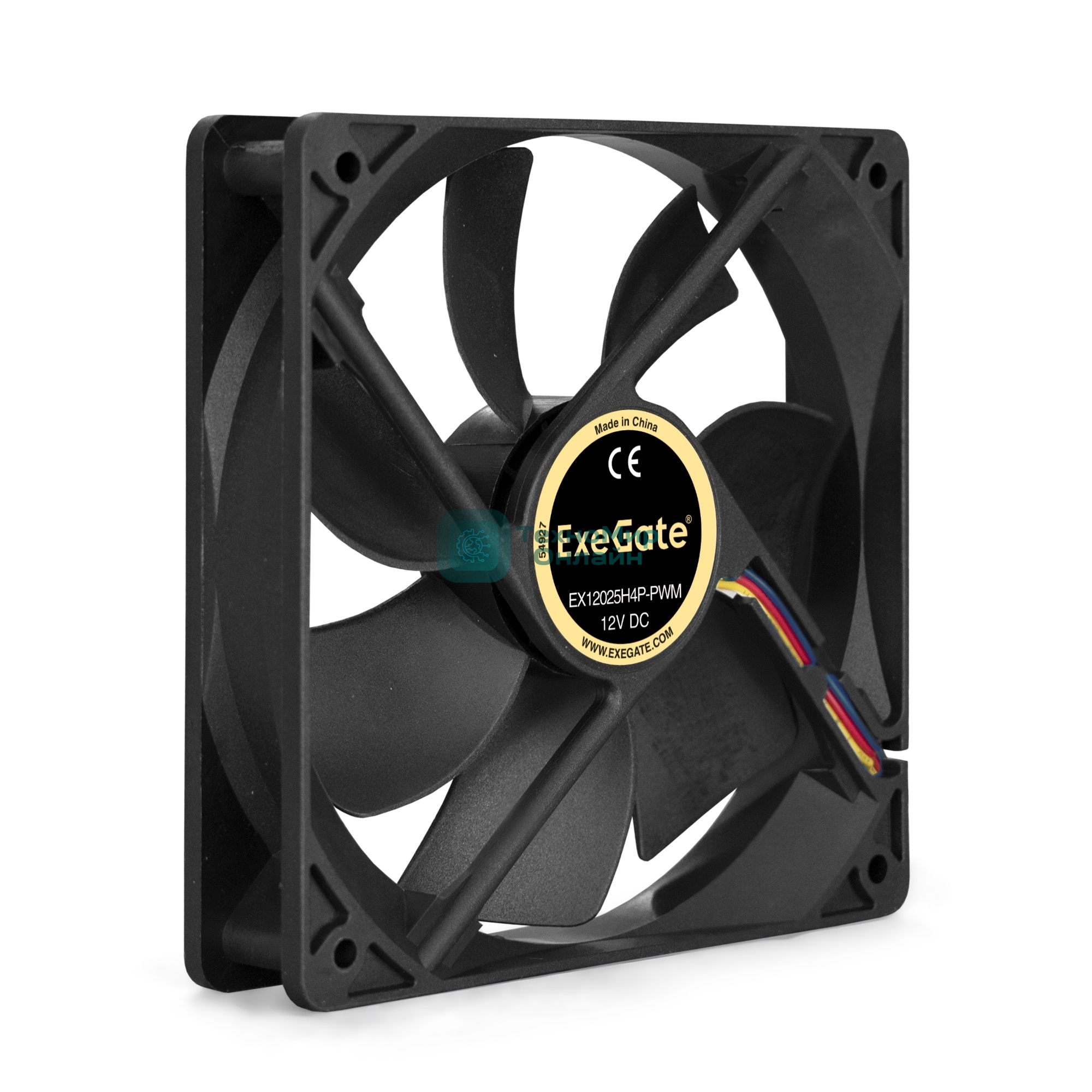 Вентилятор для корпуса ExeGate E12025H4P-PWM черный, 120 мм, 1500 об/мин, 24 дБ, 4 pin
