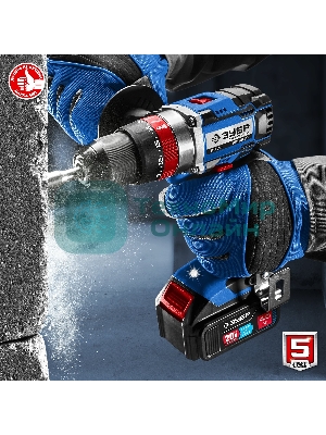 Дрель-шуруповерт Зубр DBS-201-42, 20В, 2 АКБ, Ударная, Кейс