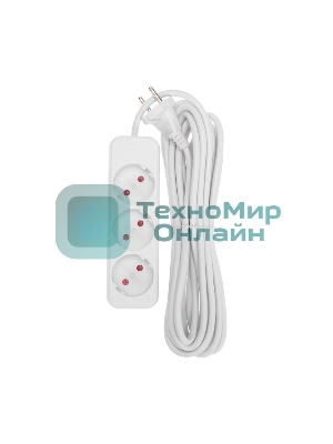 Удлинитель Rexant STANDARD 3 гнезда, 5 м, 2х1,0мм², б/з, белый
