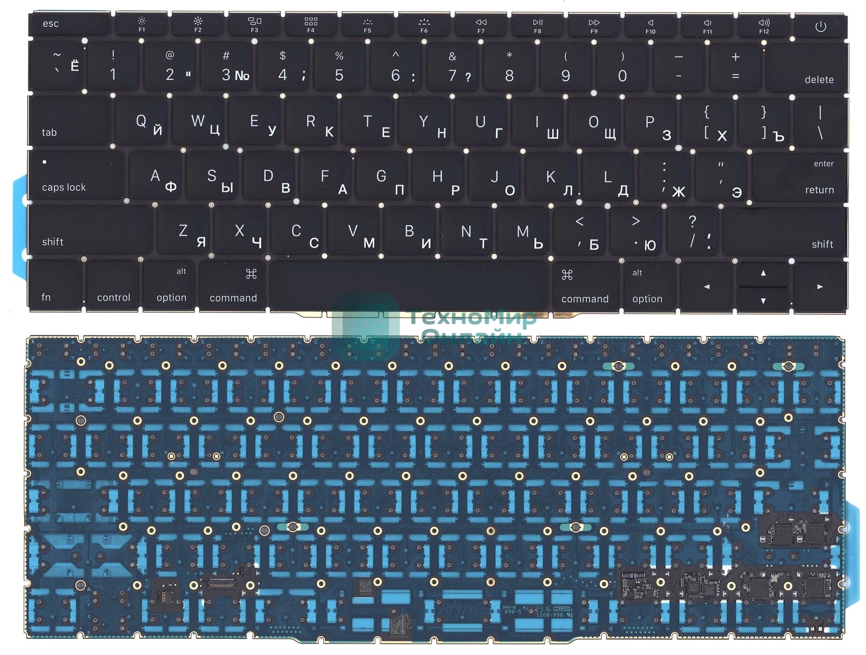 Клавиатура для ноутбука MacBook Pro 13 Retina A1708 черная плоский Enter