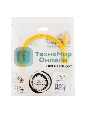 Патч-корд UTP Cablexpert cat.5e, 1м, литой, многожильный, желтый
