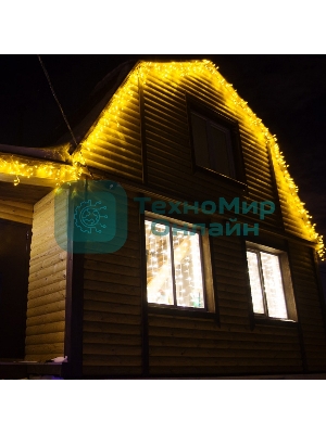 Гирлянда Neon-night Айсикл (бахрома) светодиодный, 4,8 х 0,6 м, прозрачный провод, 230 В, диоды желтые, 176 LED