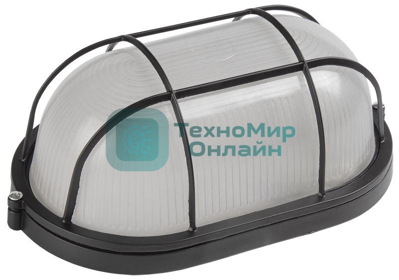 Светильник НПП 1402 60Вт E27 IP54 черный овал с решеткой IEK LNPP0-1402-1-060-K02