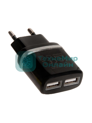 Сетевое зарядное устройство C12 Smart dual USB charger, черный