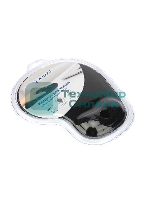 Коврик для мыши с подушкой под запястье Gembird MP-WR-BLACK, черный, 225х195х5мм, ткань/резина, блистер