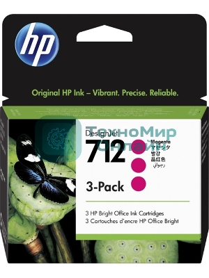 Картридж струйный HP 712 3ED78A пурпурный x3упак. (29мл) для HP DJ Т230/630