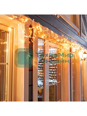 Гирлянда Neon-night Айсикл (бахрома) светодиодный, 4,8 х 0,6 м, прозрачный провод, 230 В, диоды желтые, 176 LED