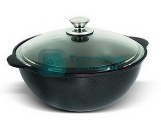 Казан литой 4,5 л КУКМОР К-47а 4,5 л. стеклянная крышка. Для плова, линия 