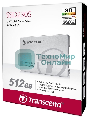 Накопитель SSD Transcend 230S, 512Gb, SATA III, 2.5