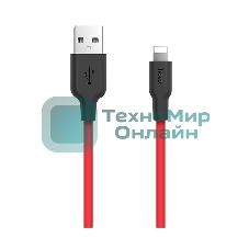Кабель USB 2.0 HOCO X21, силиконовая оплетка, AM/Lightning M, черно-красный, 1м