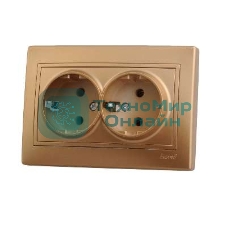 Розетка 2-м СП Мира керам. с заземл. метал. зол. Lezard 701-1313-127