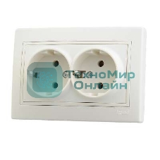 Розетка 2-м СП Мира керам. с заземл. крем/крем. Lezard 701-0303-127