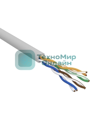 Кабель витая пара Rexant U/UTP, cat.5e, ZH нг(А)-HF, 4PR, 24AWG, внутренний, серый, 305 м