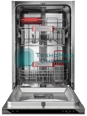 Встраиваемая посудомоечная машина Kuppersberg, High-Tech, 45 см, 10 комплектов, 3 корзины, 7 программ, конденсационная сушка, автоматическое открывание двери, LED подсветка, кнопочное управление, энергоэффективность А+++
