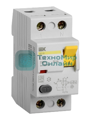 Выключатель дифференциального тока (УЗО) IEK MDV10-2-063-030 ВД1-63 2Р 63А 30мА IEK