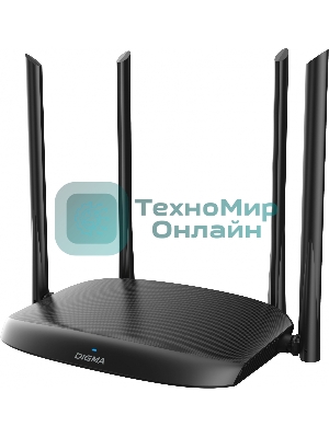 Роутер беспроводной Digma DWR-AC1202 AC1200 10/100/1000BASE-TX черный