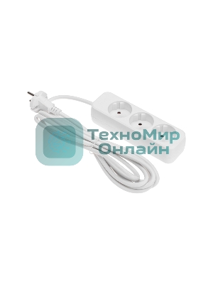 Удлинитель Rexant STANDARD 3 гнезда, 3 м, 2х1,0 мм², б/з, белый