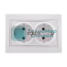 Розетка 2-м СП Мира керам. с заземл. белый/белый Lezard 701-0202-127