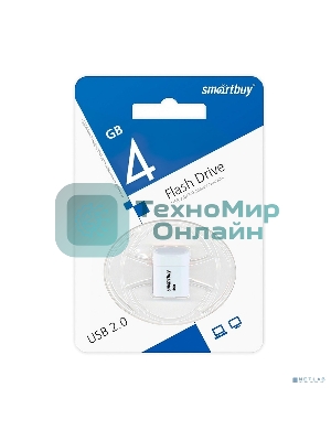 Флешка USB SmartBuy LARA White (SB4GbLara-W), 4Gb, USB 2.0, R/W 15/5, белый