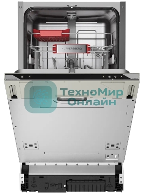 Встраиваемая посудомоечная машина Kuppersberg, High-Tech, 45 см, 10 комплектов, 3 корзины, 7 программ, конденсационная сушка, автоматическое открывание двери, LED подсветка, кнопочное управление, энергоэффективность А+++