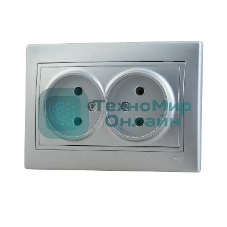 Розетка 2-м СП Мира 16А IP20 без заземл. керам. метал. сер. LEZARD 701-1010-128