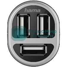 Автомобильное зар./устр. Hama H-173603 2.1A+2.1A+1A универсальное черный (00173603)