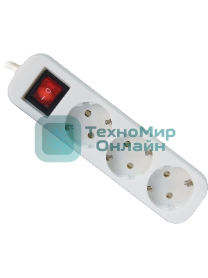 Удлинитель Defender S350 белый 5.0 м, 3 розетки 