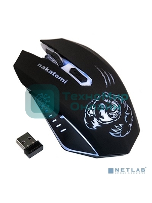 Мышь беспроводная Nakatomi MROG-15UR черный, 1600 dpi, радиоканал, USB, кнопки - 6