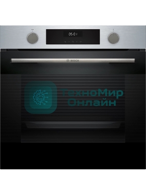 Духовой шкаф электрический Bosch HJA737BR0 Serie 4, 60 см, 76 л,нержавеющая сталь, Auto Pilot 10, 3D Hotair,класс энергоэффективности А, 7 режимов, LCD-дисплей, галогенное освещение, самоочистка EcoClean,проволочные направляющие