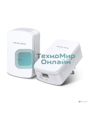 Комплект гигабитных адаптеров Mercusys AV1000 Gigabit Powerline Kit, HomePlug AV2 standard, 1 Gigabit port, 300m over electrical circuits, plug and play.