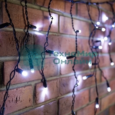 Гирлянда Neon-night Айсикл (бахрома) светодиодный, 4,8 х 0,6 м, черный провод, 230 В, диоды белые, 176 LED