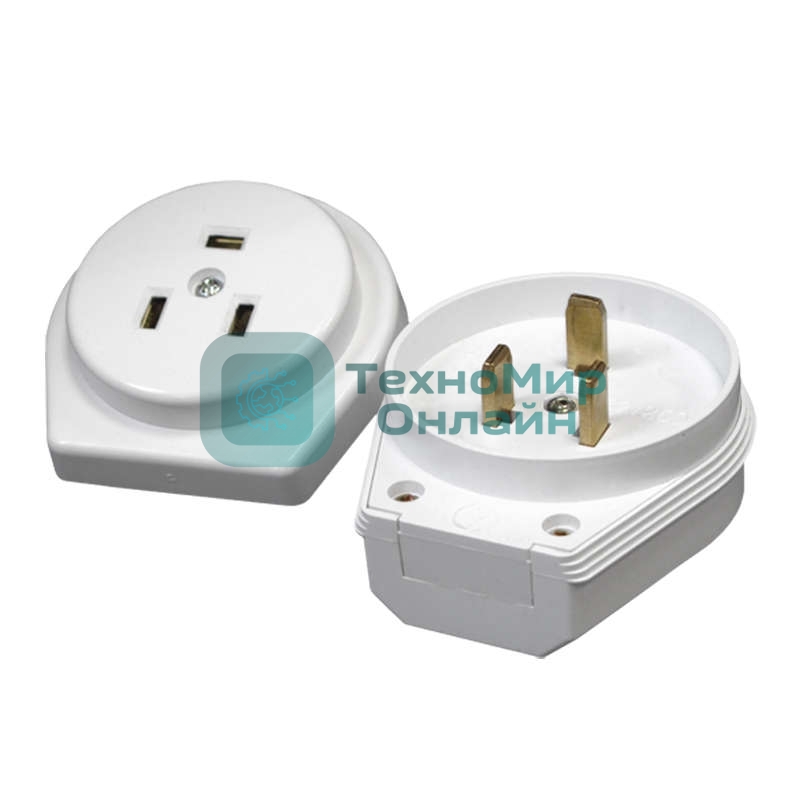 Разъем РШ-ВШ 32А 250В 2Р+РЕ скрыт. уст. бел. UNIVersal 1236