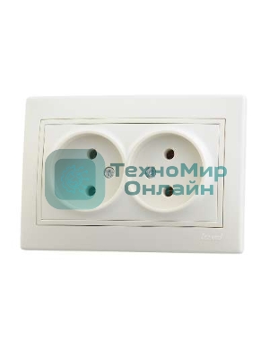 Розетка 2-м СП Мира 16А IP20 без заземл. керам. крем/крем. LEZARD 701-0303-128