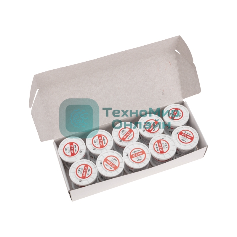 Припой с канифолью Rexant ПОС-61, 100г, Ø3мм, (олово 61%, свинец 39%), катушка