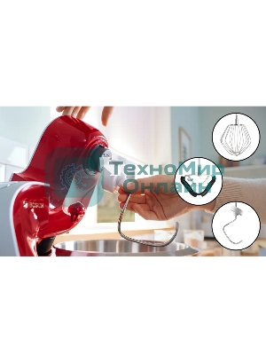Кухонная машина Bosch MUM5X720 планетар.вращ. 1000Вт красный/серый