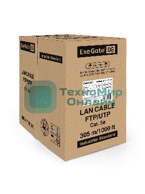 Кабель ExeGate UTP 2 пары кат.5e медь, 24AWG, бухта 305м, серый, PVC