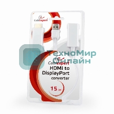 Конвертер HDMI->DisplayPort, Cablexpert DSC-HDMI-DP-W, HD19M+USBxHD20F, белый