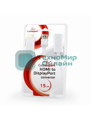 Конвертер HDMI->DisplayPort, Cablexpert DSC-HDMI-DP-W, HD19M+USBxHD20F, белый