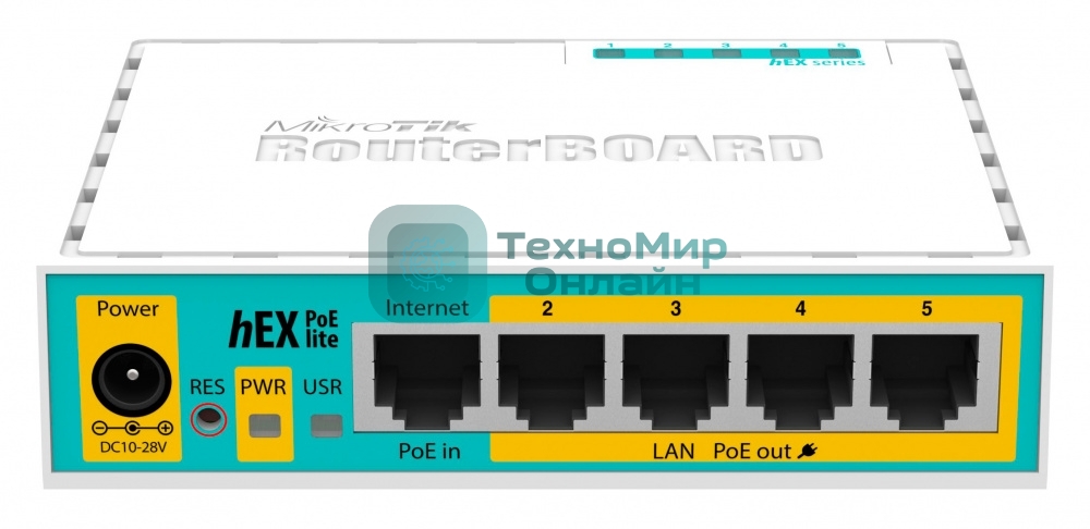 Маршрутизатор MikroTik RB750UPr2 hEX PoE lite 5x Ethernet, раздача PoE, 650 МГц ЦП, 64 МБ 5-портовый 100-Мбитный маршрутизатор с поддержкой PoE на 4-х портах