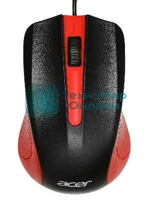 Мышь проводная Acer OMW012 черный/красный, 1200 dpi, USB, кнопки - 3