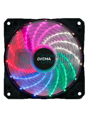 Вентилятор для корпуса Digma DFAN-FRGb2 черный, 120 мм, 1200 об/мин, 23 дБ, 4 pin