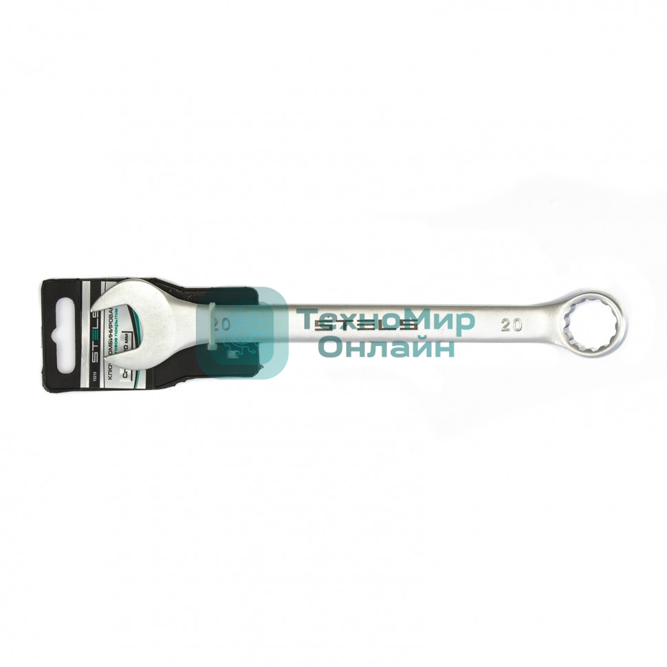 Ключ комбинированный, 20 мм, CrV, матовый хром Stels