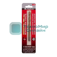 Сверло по металлу Matrix, 7 мм, HSS, нитридтитановое покрытие, цилиндрический хвостовик