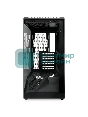 Компьютерный корпус без блока питания HSPD F711-TGbK, Panoramic Full Tower, Black, TG, 0.7 SPCC, no fans ATX, mATX, mITX 190/420/280мм 2x2.5