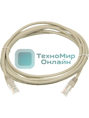 Патч-корд LANMASTER UTP TWT-45-45-3.0-GY вилка RJ-45-вилка RJ-45 cat.5е 3м серый ПВХ