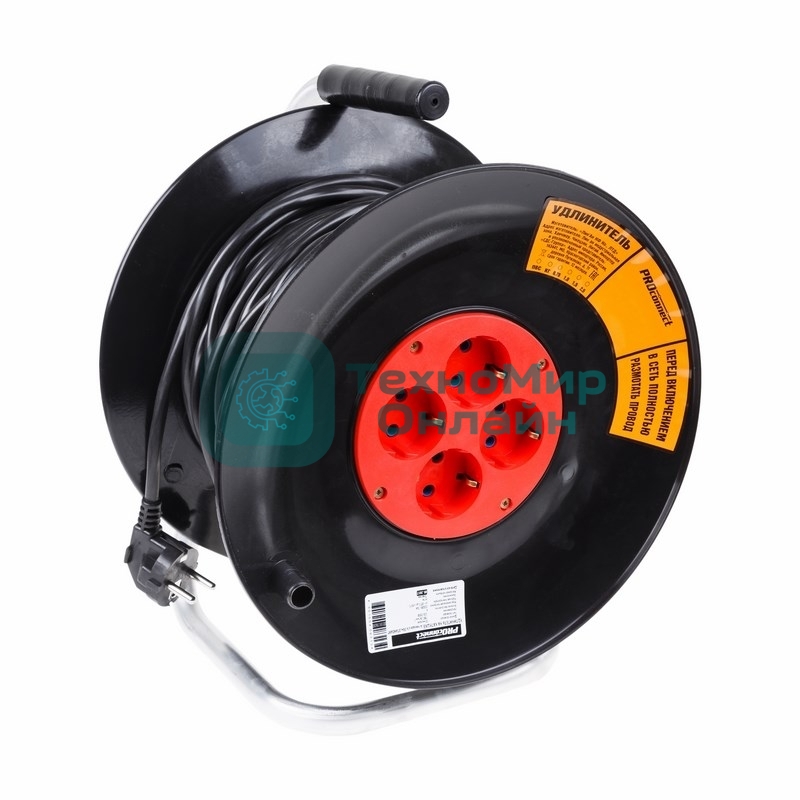 Удлинитель силовой PROconnect на катушке 4 гнезда с/з 30 м 3х1 мм² STANDART