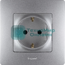Розетка 2К+З, немецкий стандарт, винтовые зажимы, 16А, 250 В~, Etika, алюминий Розетка 2К+З, немецкий стандарт, винтовые зажимы, 16А, 250В~, Etika, алюминий