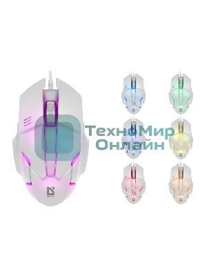 Мышь проводная Defender Host MB-982 белый, 1000 dpi, USB, кнопки - 3